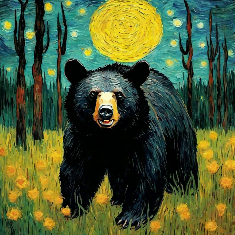 Schwarzbär bei Nacht