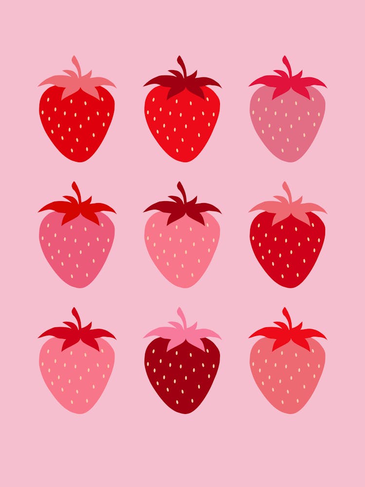 Pink And Red Strawberries Fruit