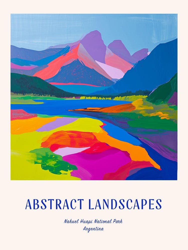 Colourful Abstract Nahuel Huapi National Park Argentina 1 Poster Blue