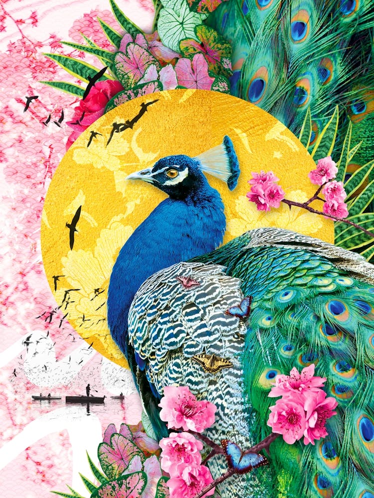 Maximalist Peacock Oriental Inspired Art
