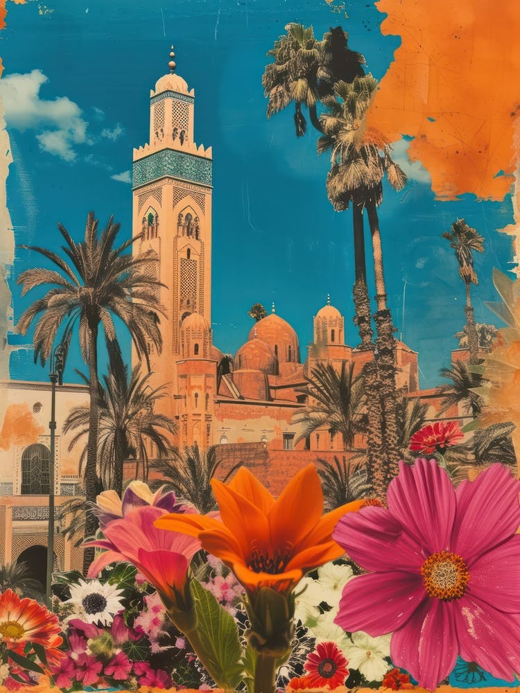 Morocco   Floral Retro Collage Style 4