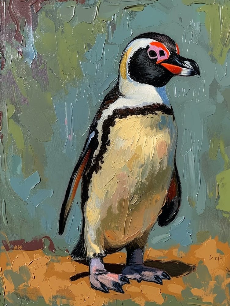 Afrikanischer Pinguin Fernandina Island Ölgemälde 3