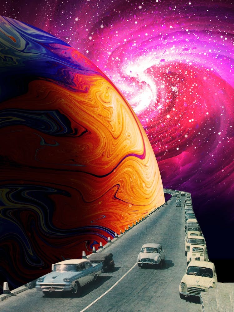 Synthwave space vintage retro collage 1