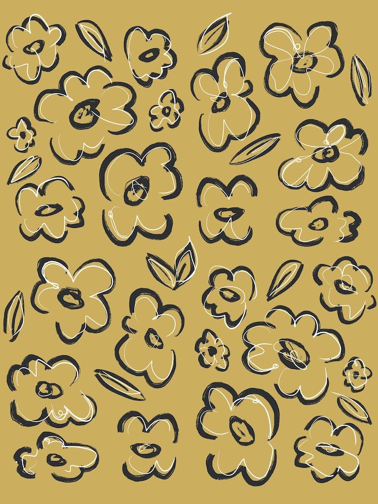 Flowers Sketch Ochre