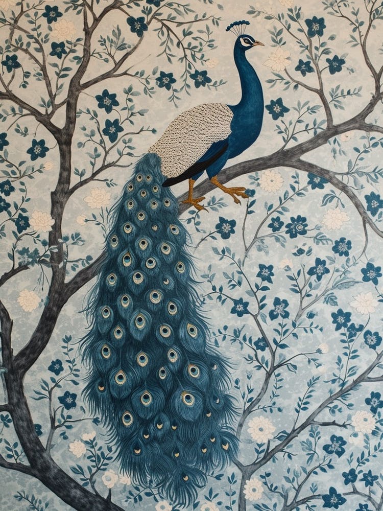 Sky Blue Peacock In The Tree Wallpaper
