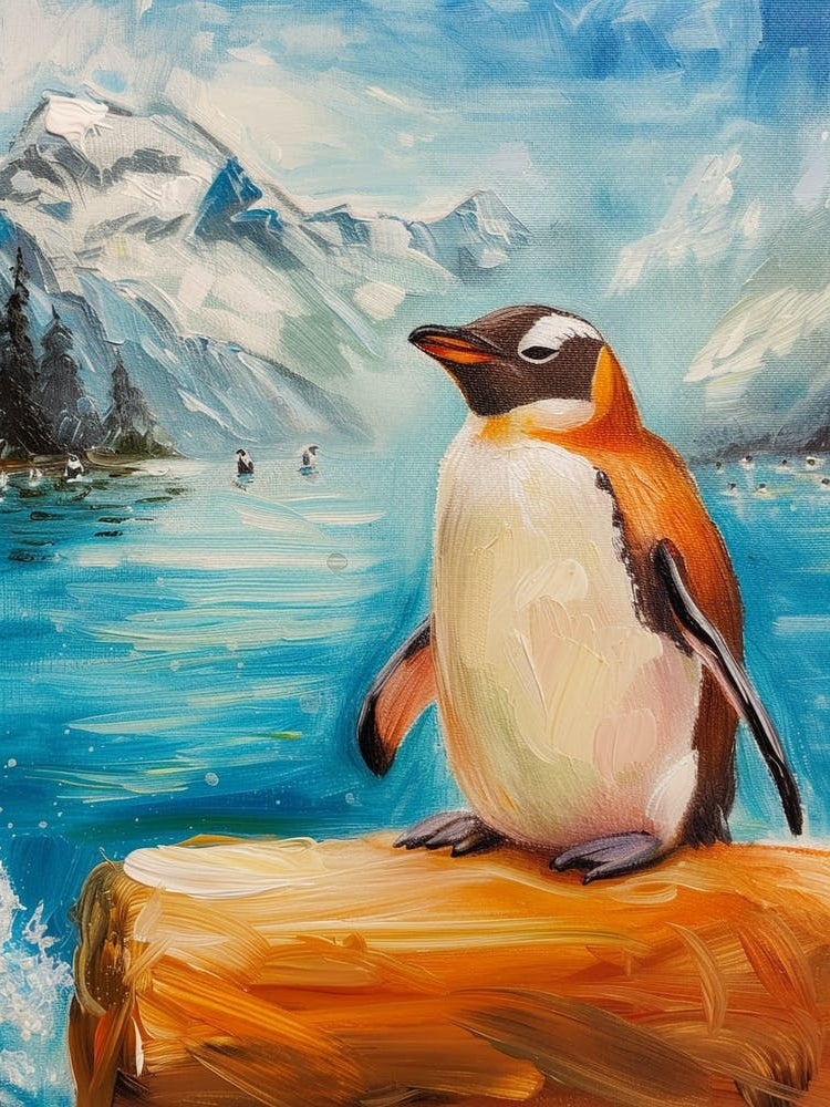 Adlie Penguin Paradise Harbor Oil Painting 4