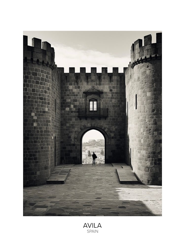 Poster Of Avila, Spain, Black And White Analogue Photography 2