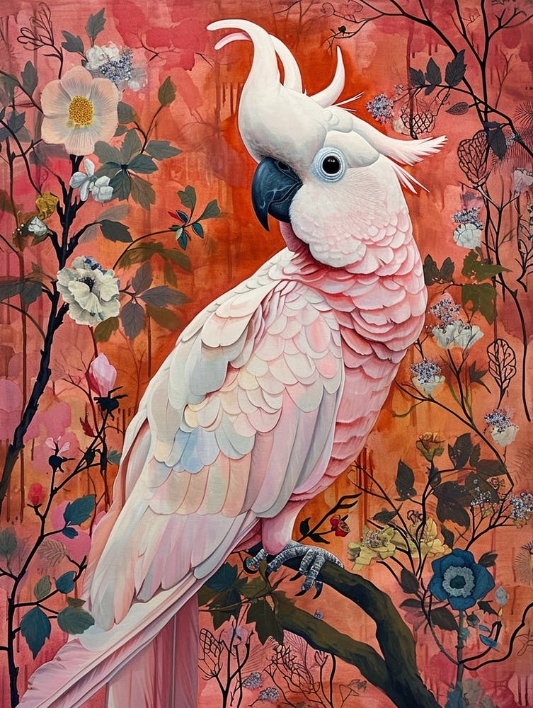 Floral Animal Painting Cockatoo 2