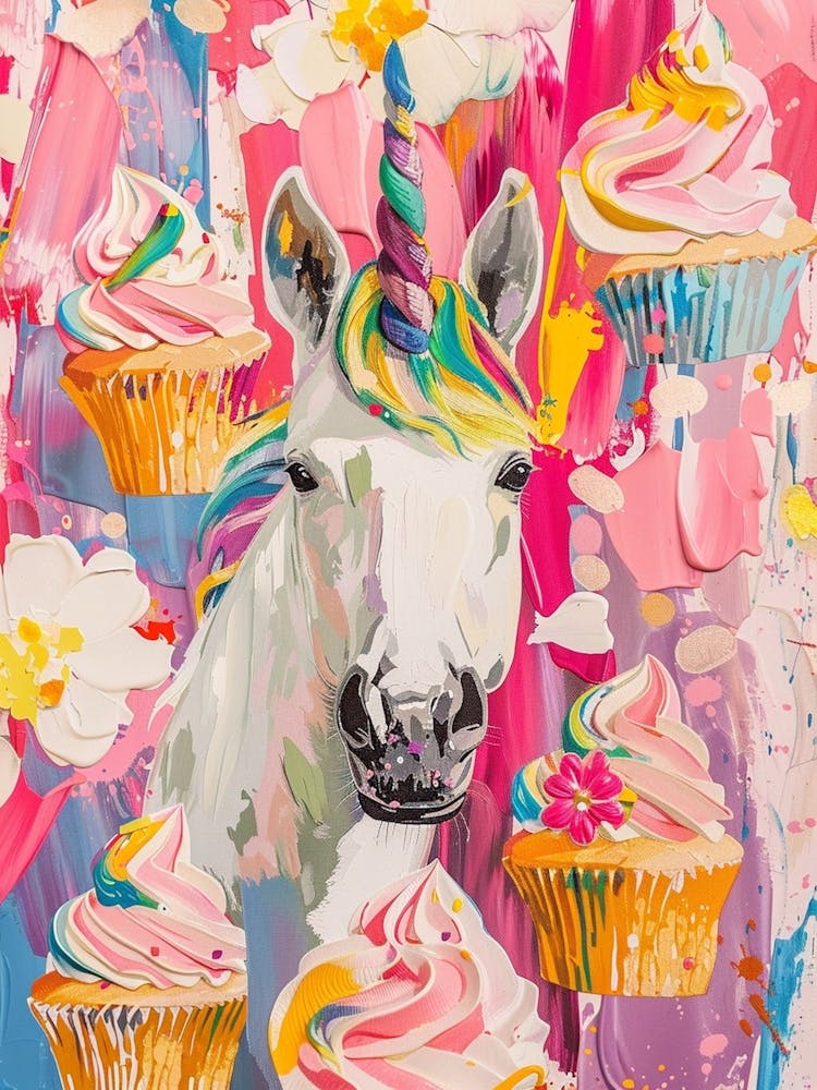 Unicorn Rainbow Cupcake Painting