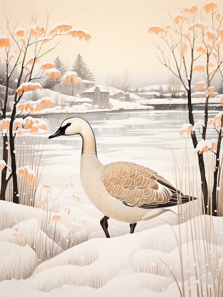 Winter Bird Painting Canada Goose 2