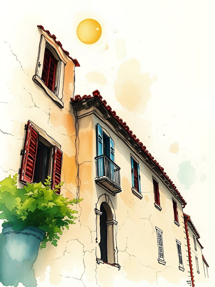 Watercolor Of A House 2
