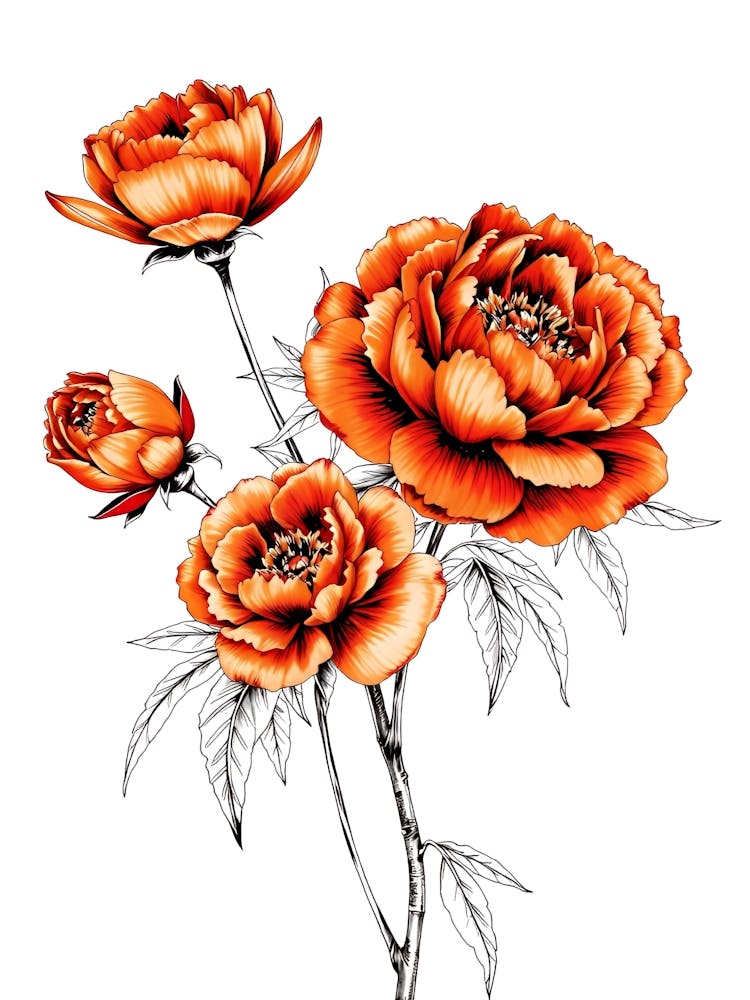 Orange Peony