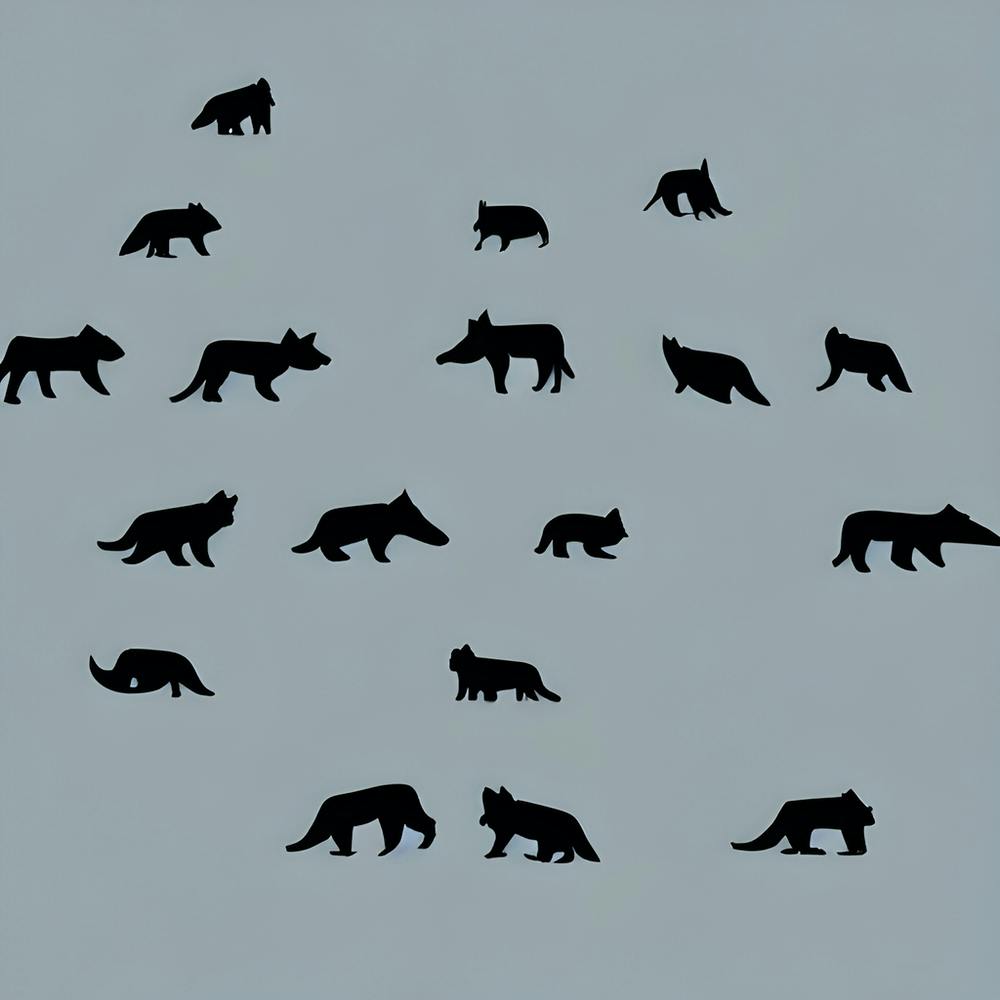 Black Wolves In Winter Snow Minimalistic