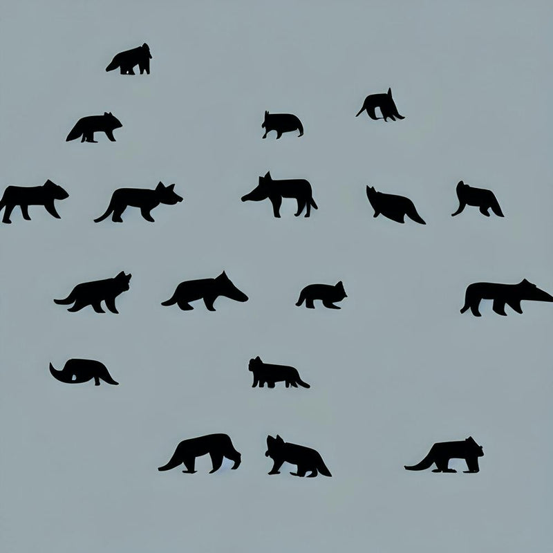 Black Wolves In Winter Snow Minimalistic