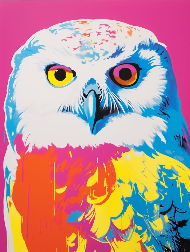 Oiseau Style Andy Warhol Harfang des Neiges 3