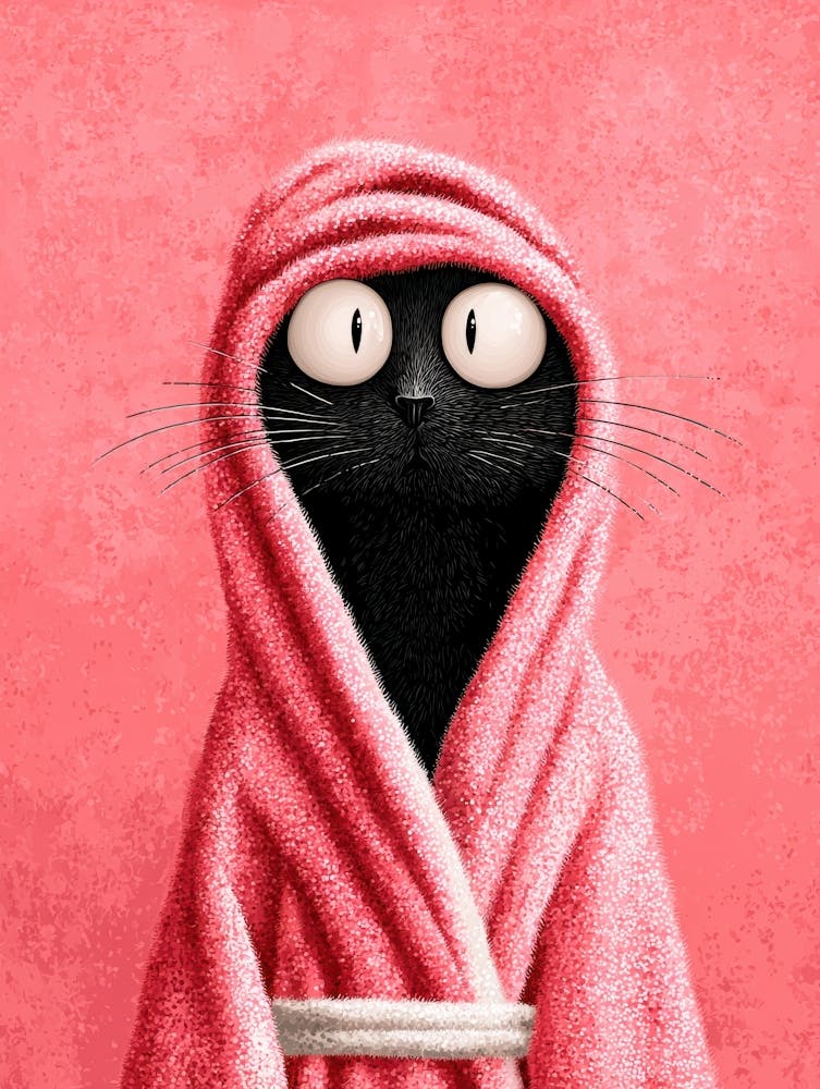 Cat In A Bathrobe