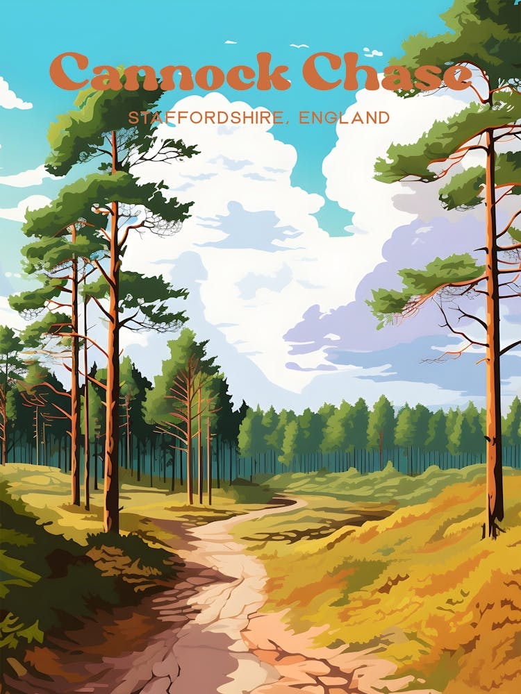 Cannock Chase Staffordshire England Woodland Travel Art Illustration