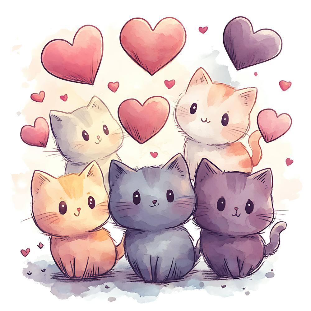 Cute Kittens Pastel Candy Hearts 14
