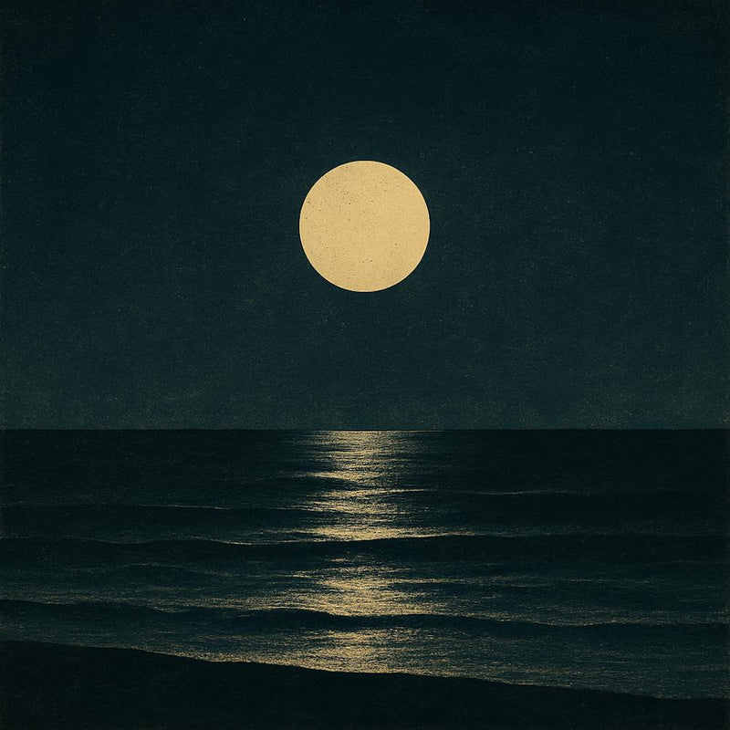 Full Moon Over The Ocean-"Moonrise" — a peaceful-full moon rising over the sea-vintage-