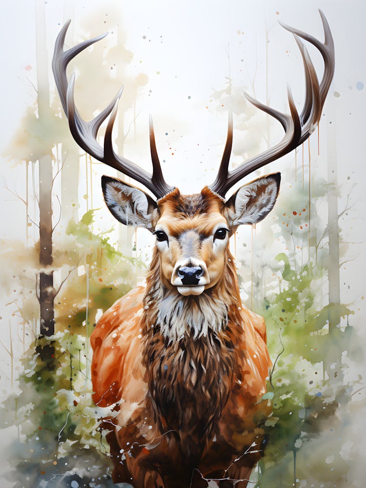 Forest Majesty Deer In The Woods