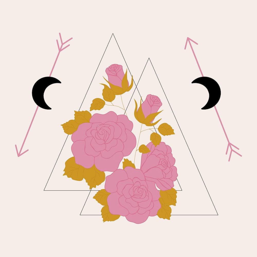 Pink Roses And Geometrics Square