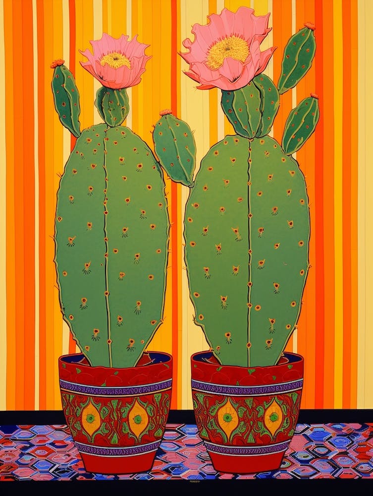 Mexican Style Cactus Illustration Opuntia Fragilis Cactus 1