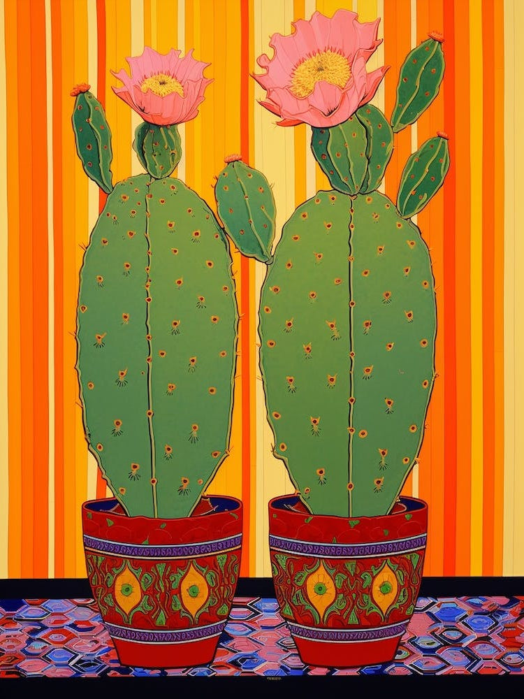 Mexican Style Cactus Illustration Opuntia Fragilis Cactus 1