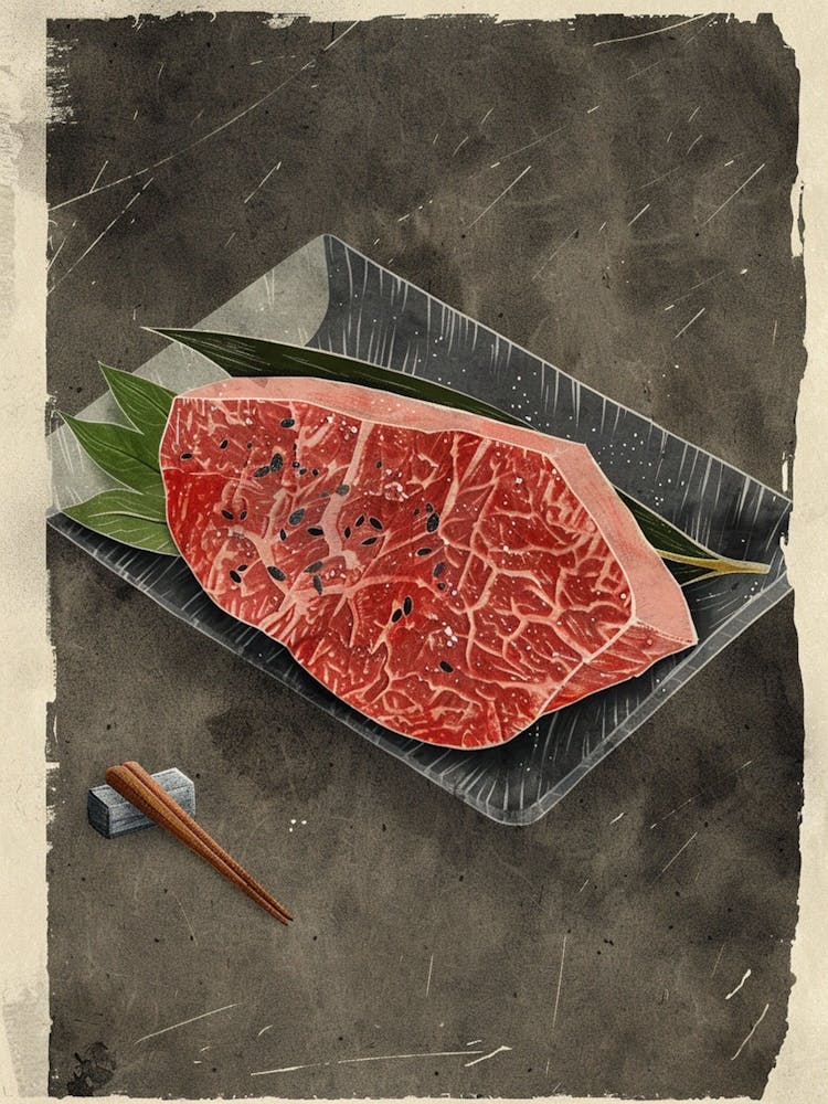 Wagyu Beef Japanese Cuisine Mid Century Modern