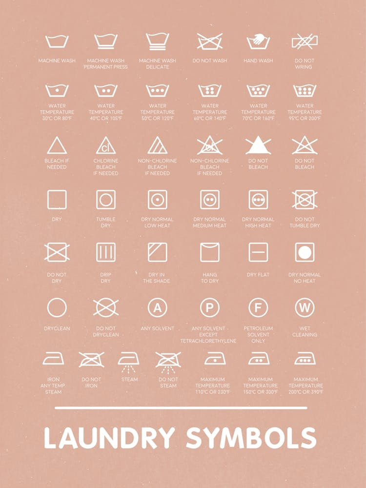 Boho Laundry Symbols Art Guide