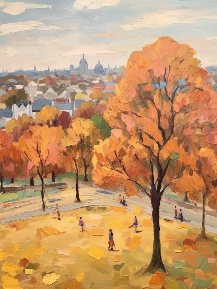 Autumn City Park Painting Primrose Hill London 1