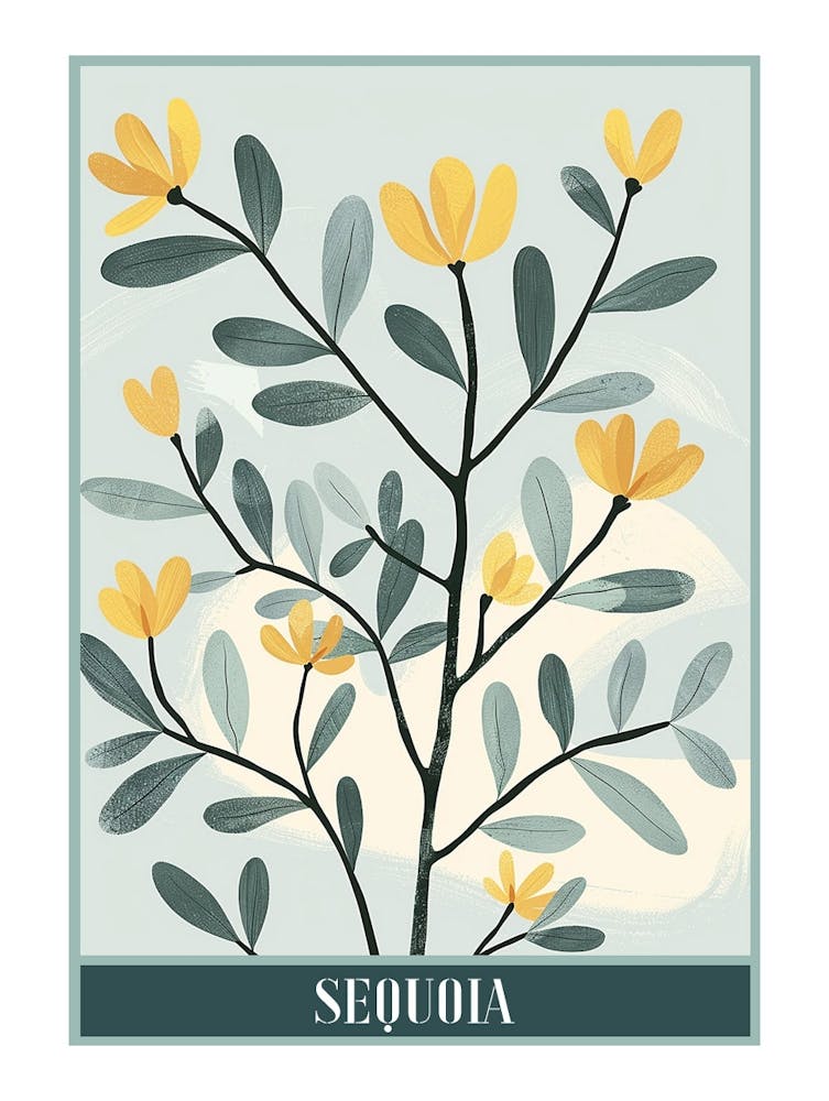 Sequoia Tree Flat Illustration 7 Poster