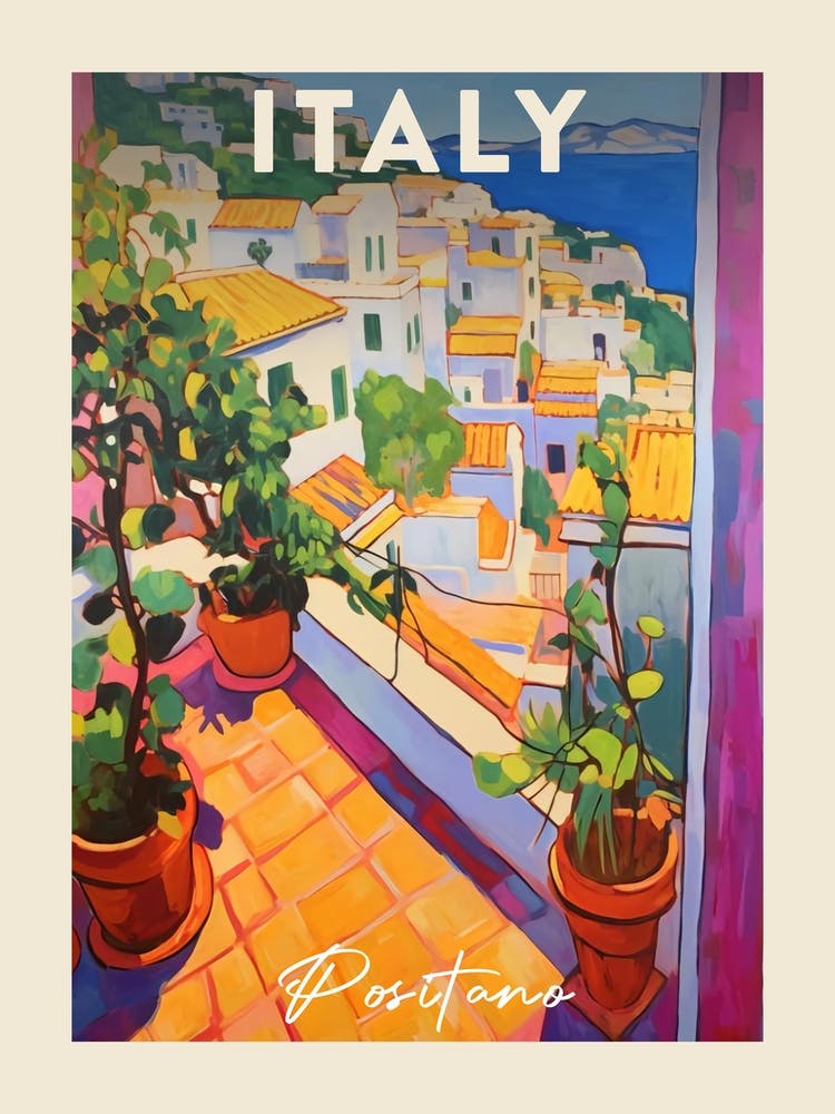 Positano Italy 1 Fauvist Painting Travel Poster