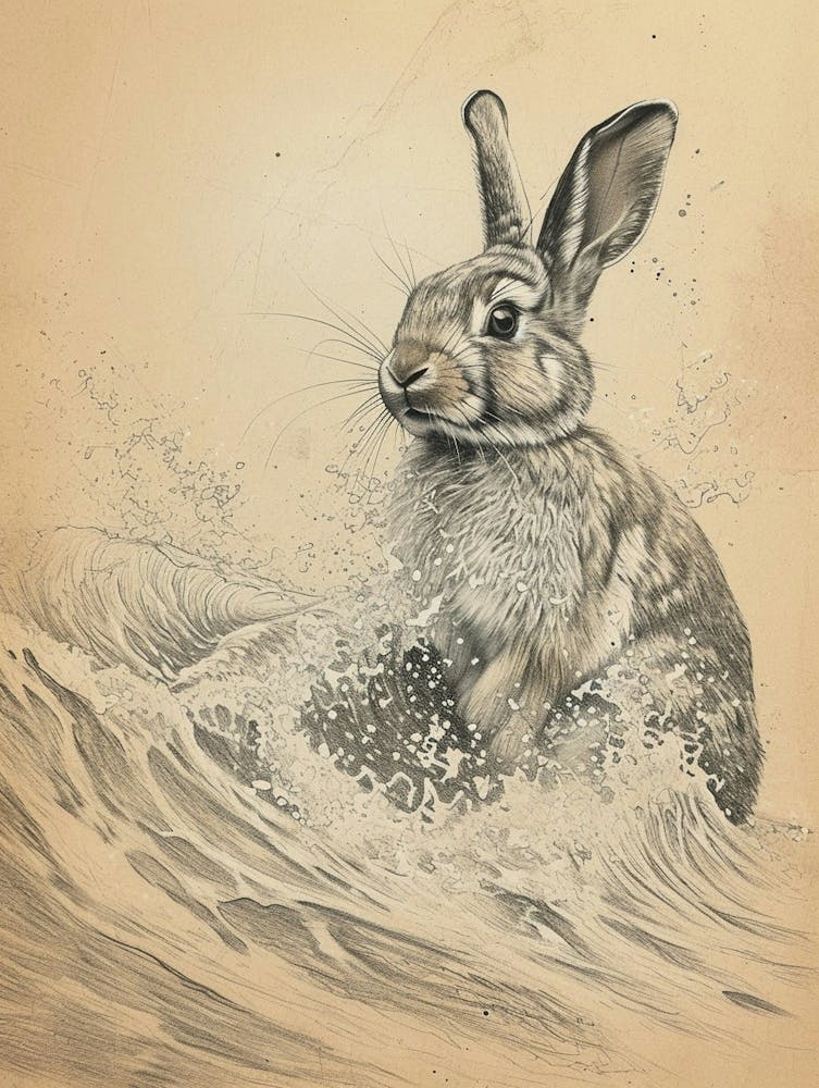 Blanc De Hotot Rabbit Drawing 4