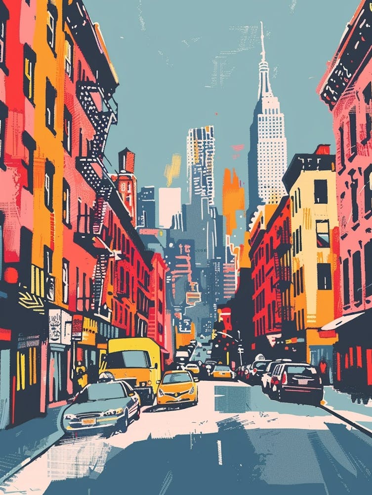 East Village New York Colourful Silkscreen Illustration 2