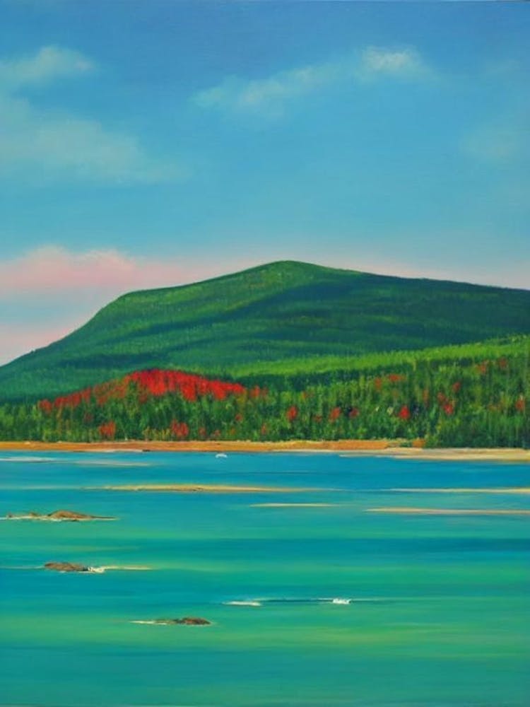 Acadia National Park United States Of America Blue Oil Painting 1 