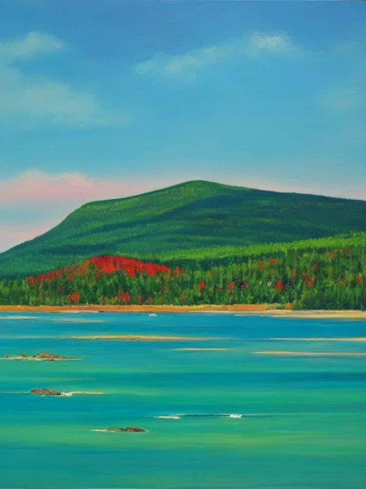 Acadia National Park United States Of America Blue Oil Painting 1