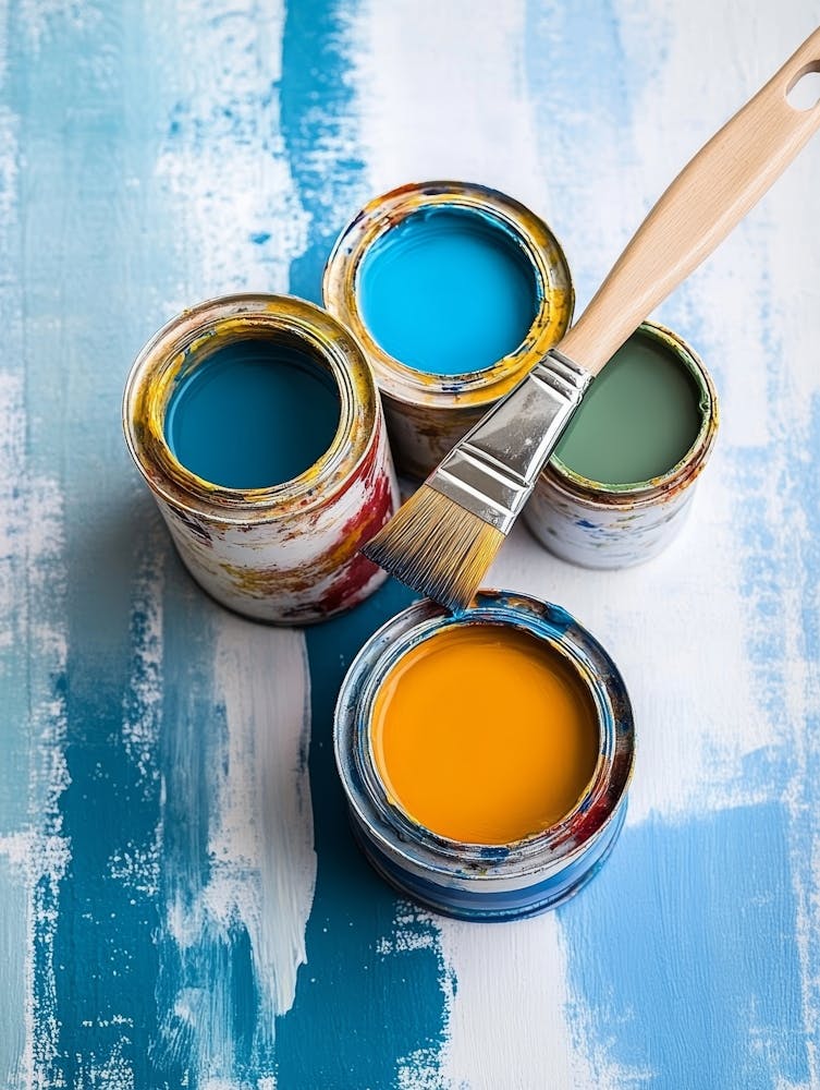 Can With Paint And Paintbrush