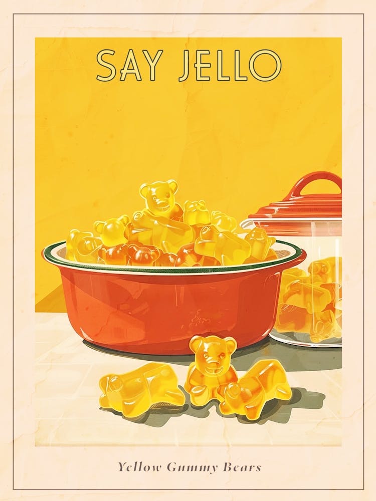Retro Yellow Gummy Bears Vintage Cookbook Inspired 1 Poster