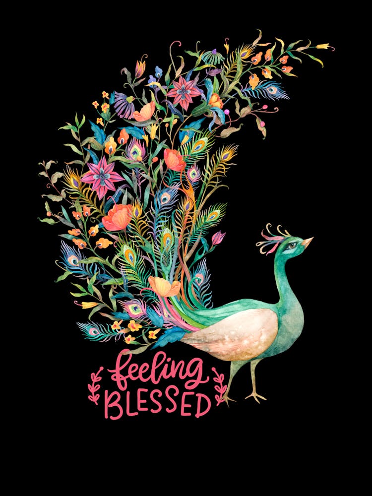 Peacock With Flowers