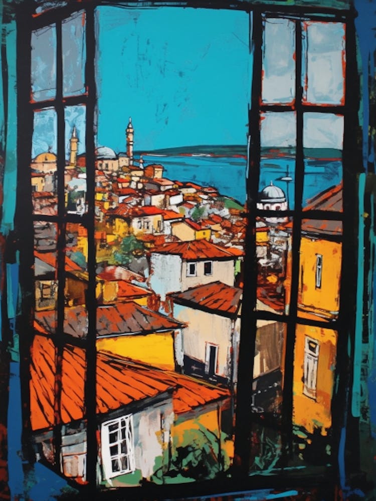 A Window View Of Istanbul In The Style Of Pop Art 4