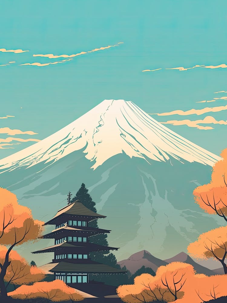 Mount Fuji Japan Travel Illustration 2