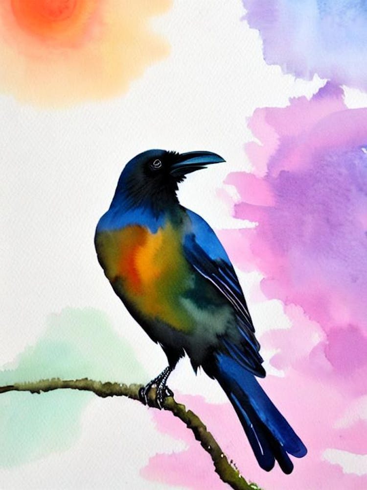 Raven 2 Watercolour Bird
