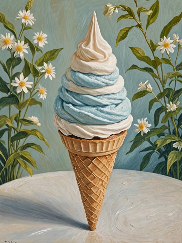 Bubblegum Ice Cream Cone And Flowers