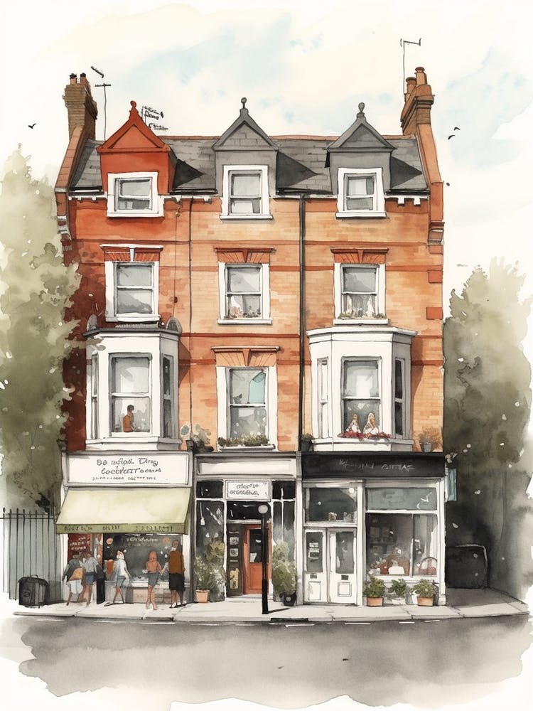 Homerton London Neighborhood, Watercolour 3