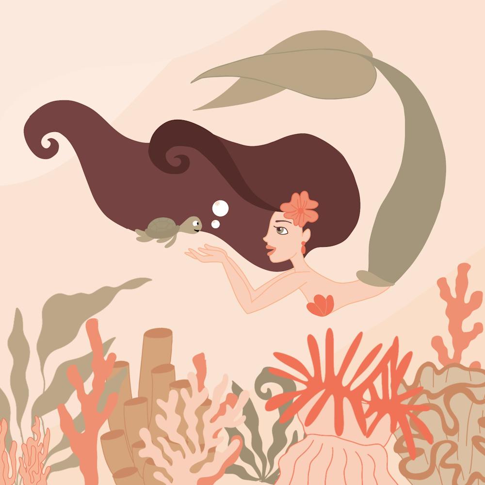 Mermaid in warm pastel tones