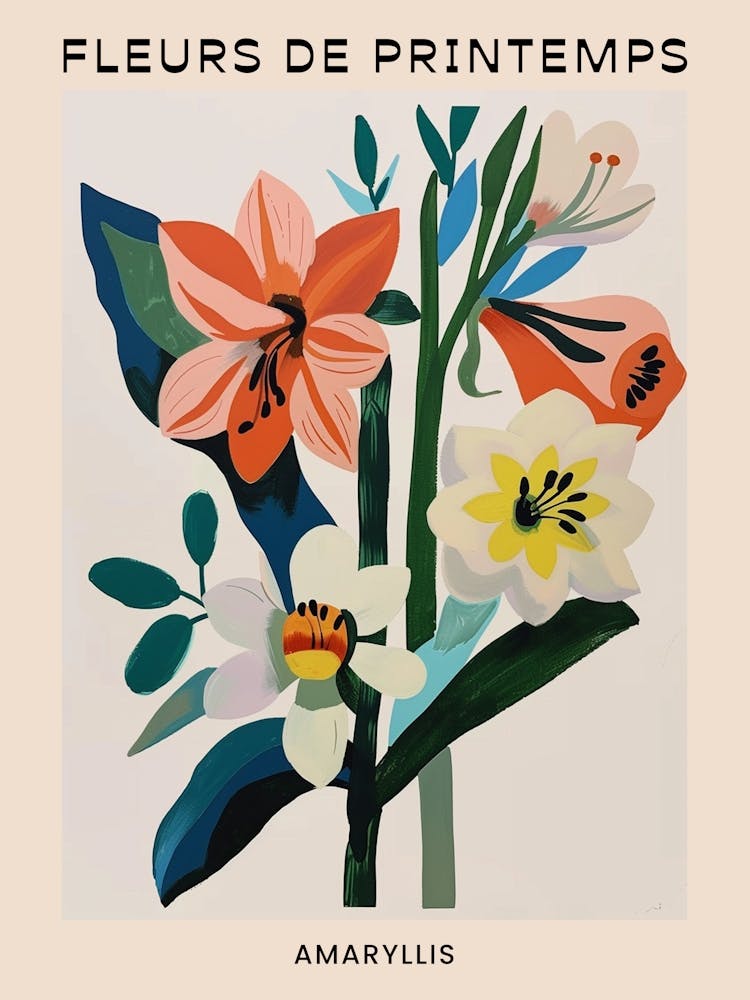Spring Floral French Poster  Amaryllis 1