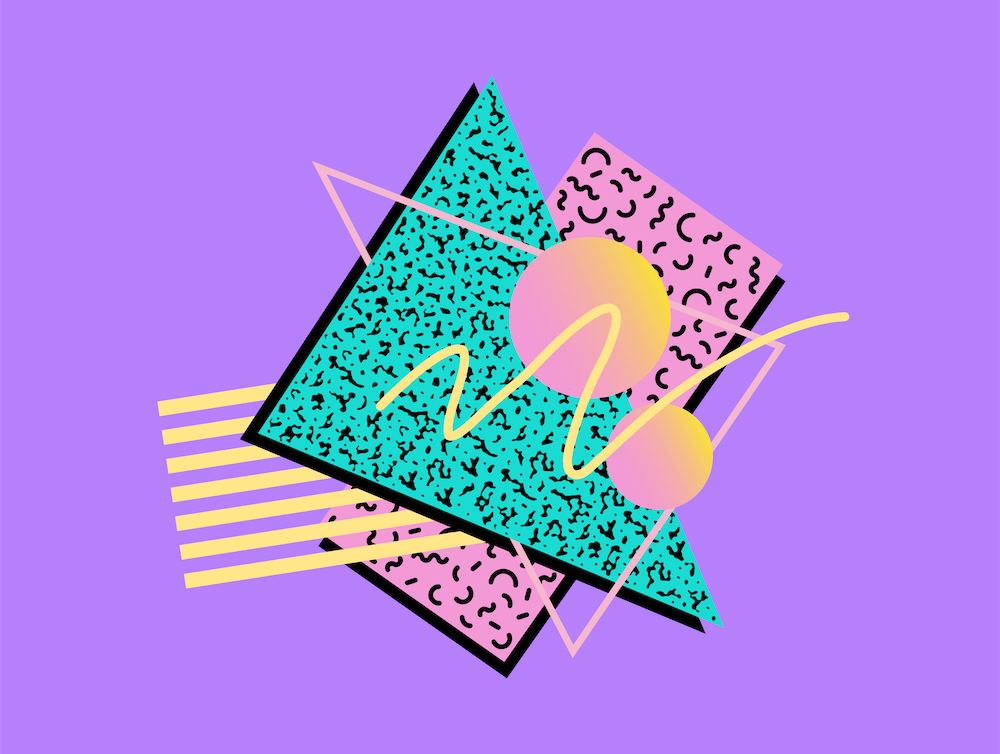 Memphis Pattern Retro Purple 80s Art