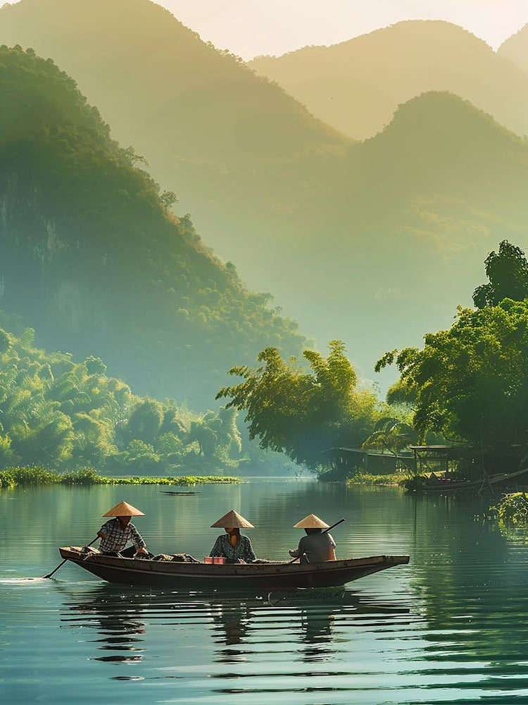 People In A Boat On A Lake