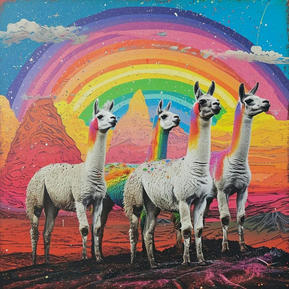 Rainbow Llama Collage 1