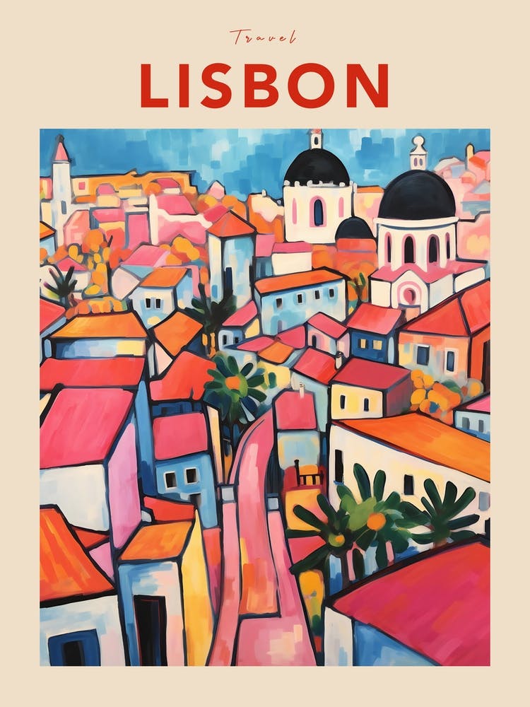 Lisbon Portugal 5 Fauvist Travel Poster